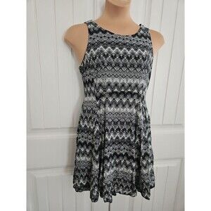 Torrid Chevron Challis Black & White Dress 12 Sleeveless Lined Back Zip Skater